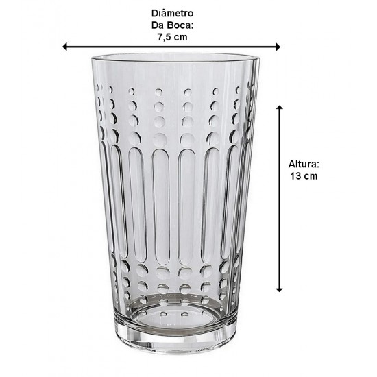 Jogo 6 Copos 320ml 13cm Drop Em Vidro